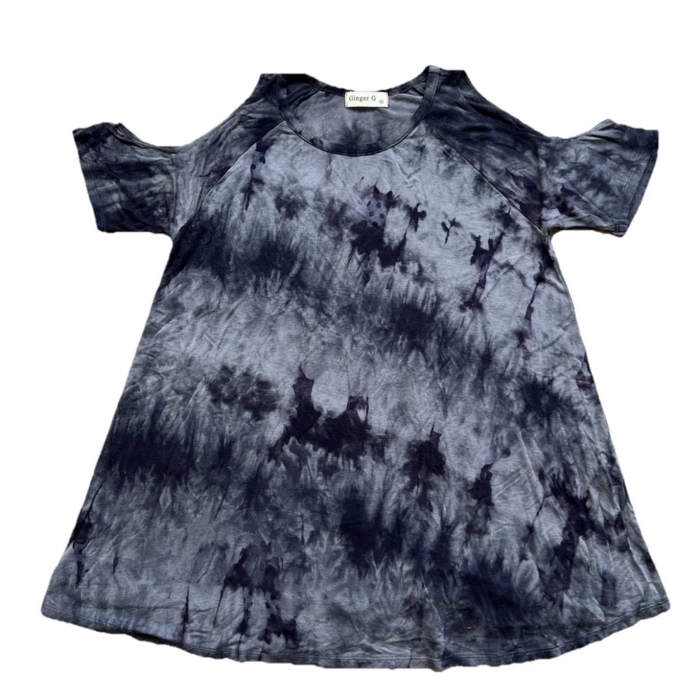 Ginger G Women’s Cold Shoulder Blouse Top M Tie Dye Y2K Grunge Edgy Soft Goth